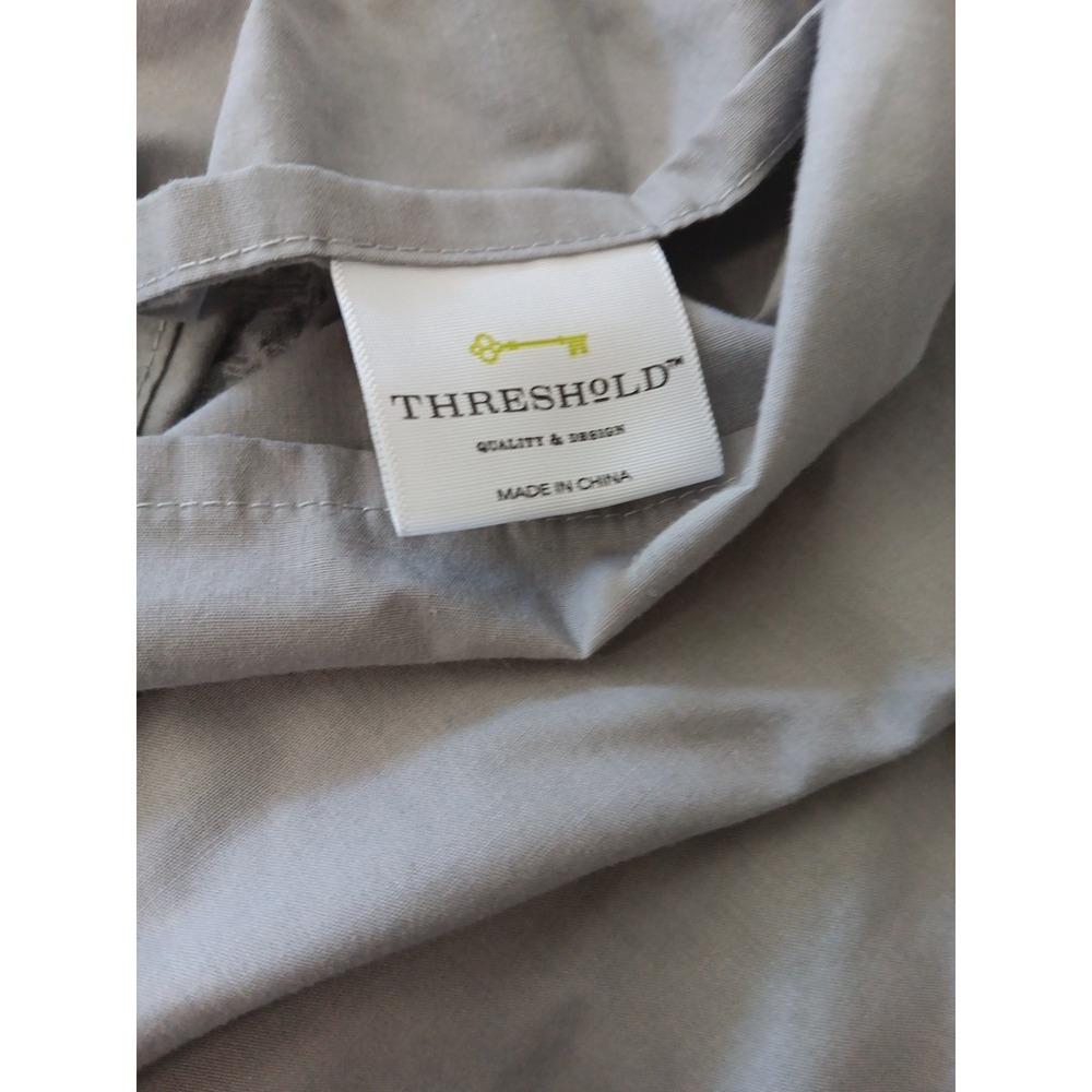 2 Threshold Pillowcases KING Gray Pleated Cotton Shams Prairie Minimalist Chic - Picture 6 of 7